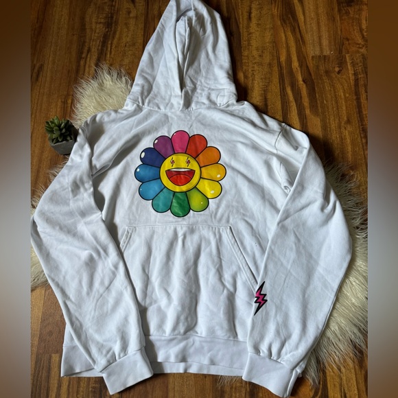 J Balvin Takashi Murakami Flower Hoodie White Shirts
